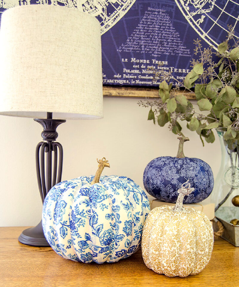 blue fabric pumpkin crafts