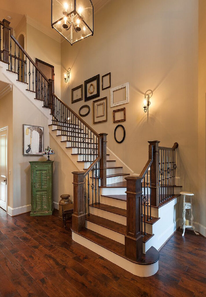 staircase with empty frames