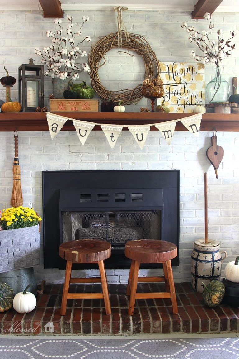 ideas for decorating a fall mantel