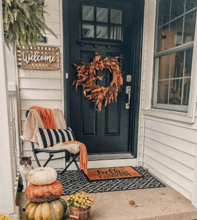 small fall front porch