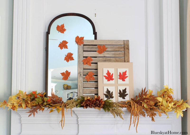 fall mantel in a cozy fall living room