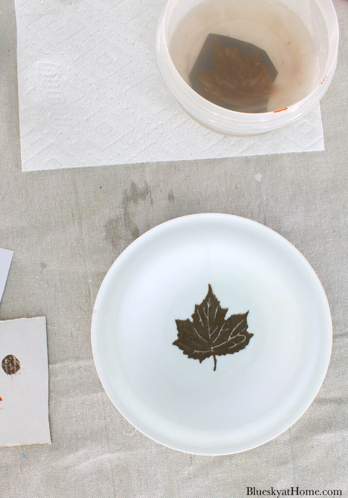 ceramic painted leaf stencil