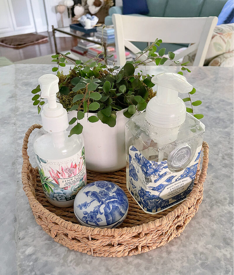 woven tray with plant