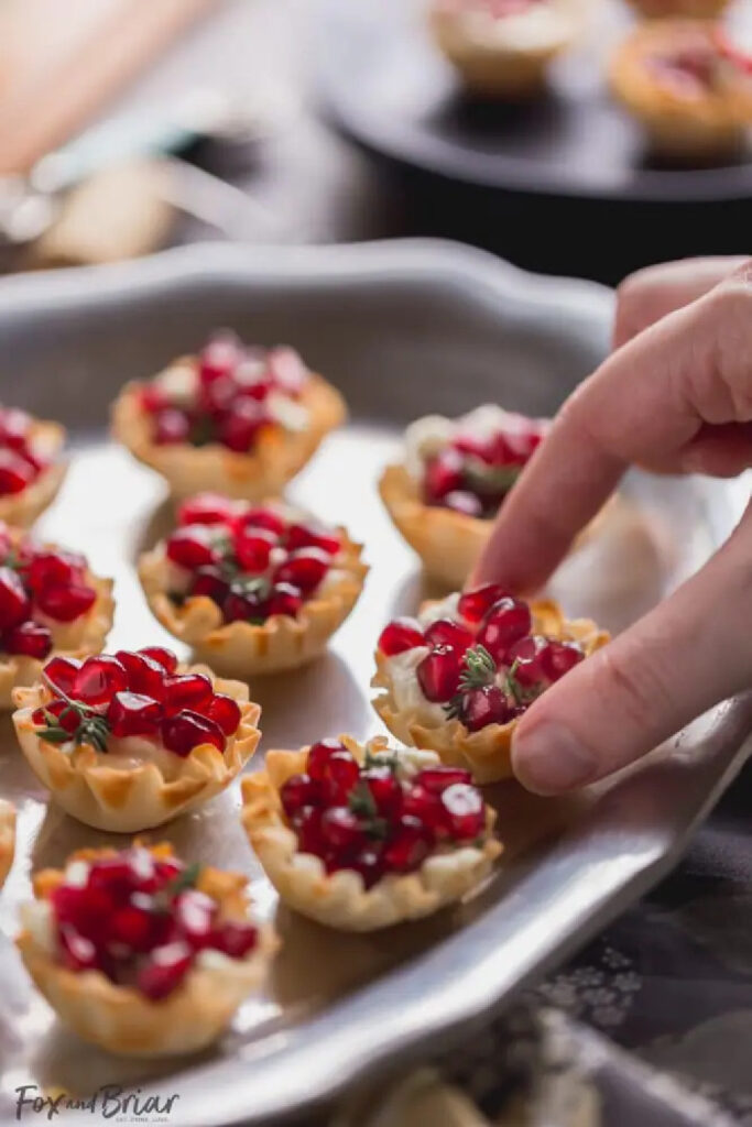 pomegranate goat cheese bites Thanksgiving appetizer idea