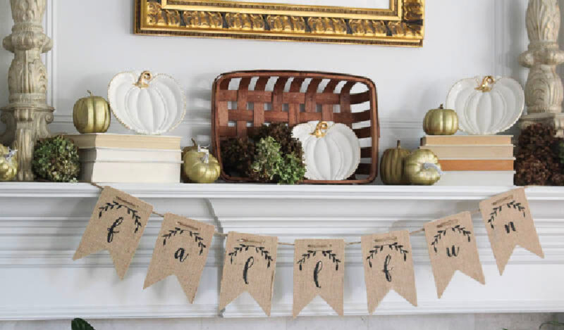 fall mantel before Halloween