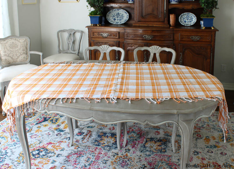 orange plaid tablecloth