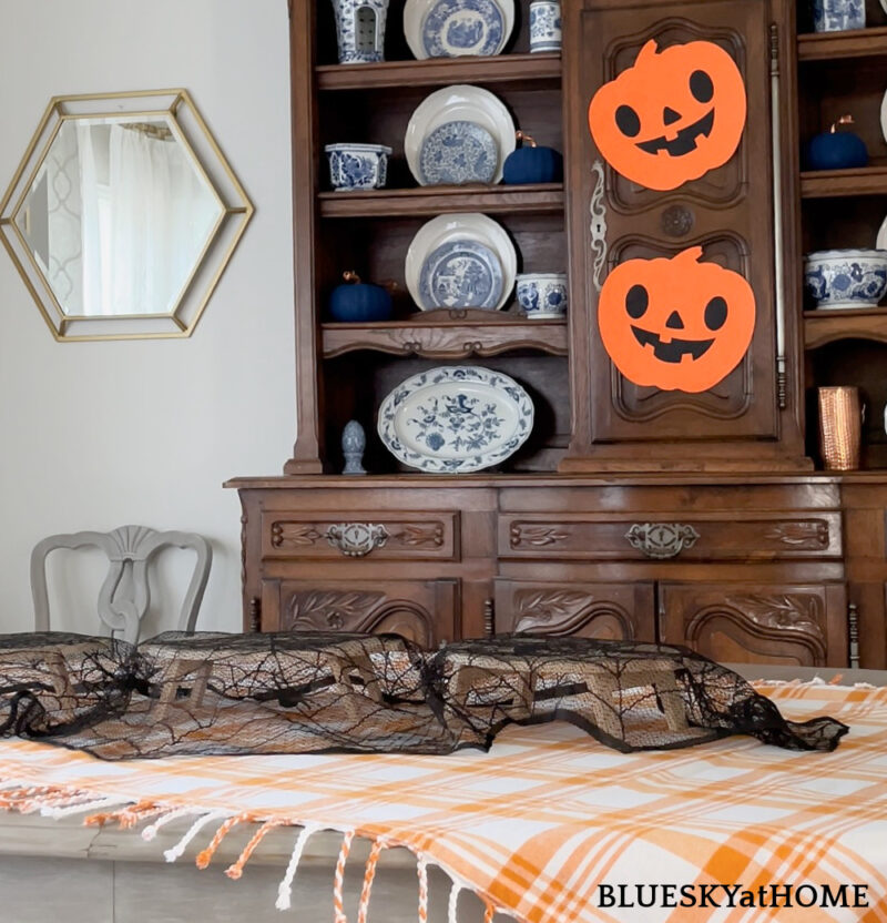 layering Halloween buffet table