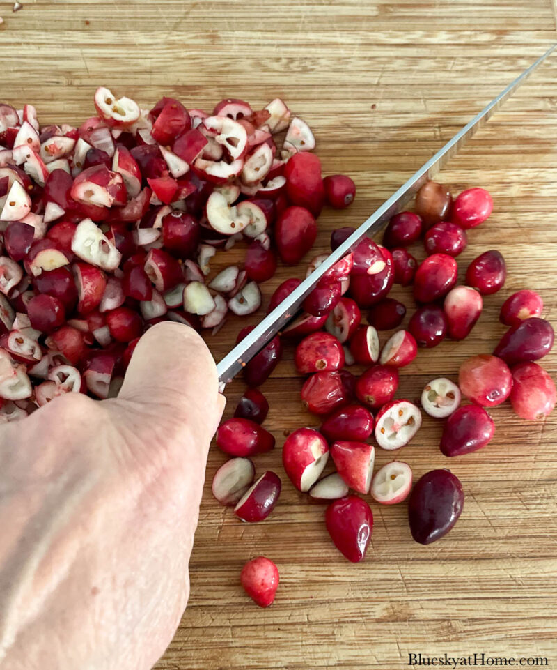 chopping cranberries