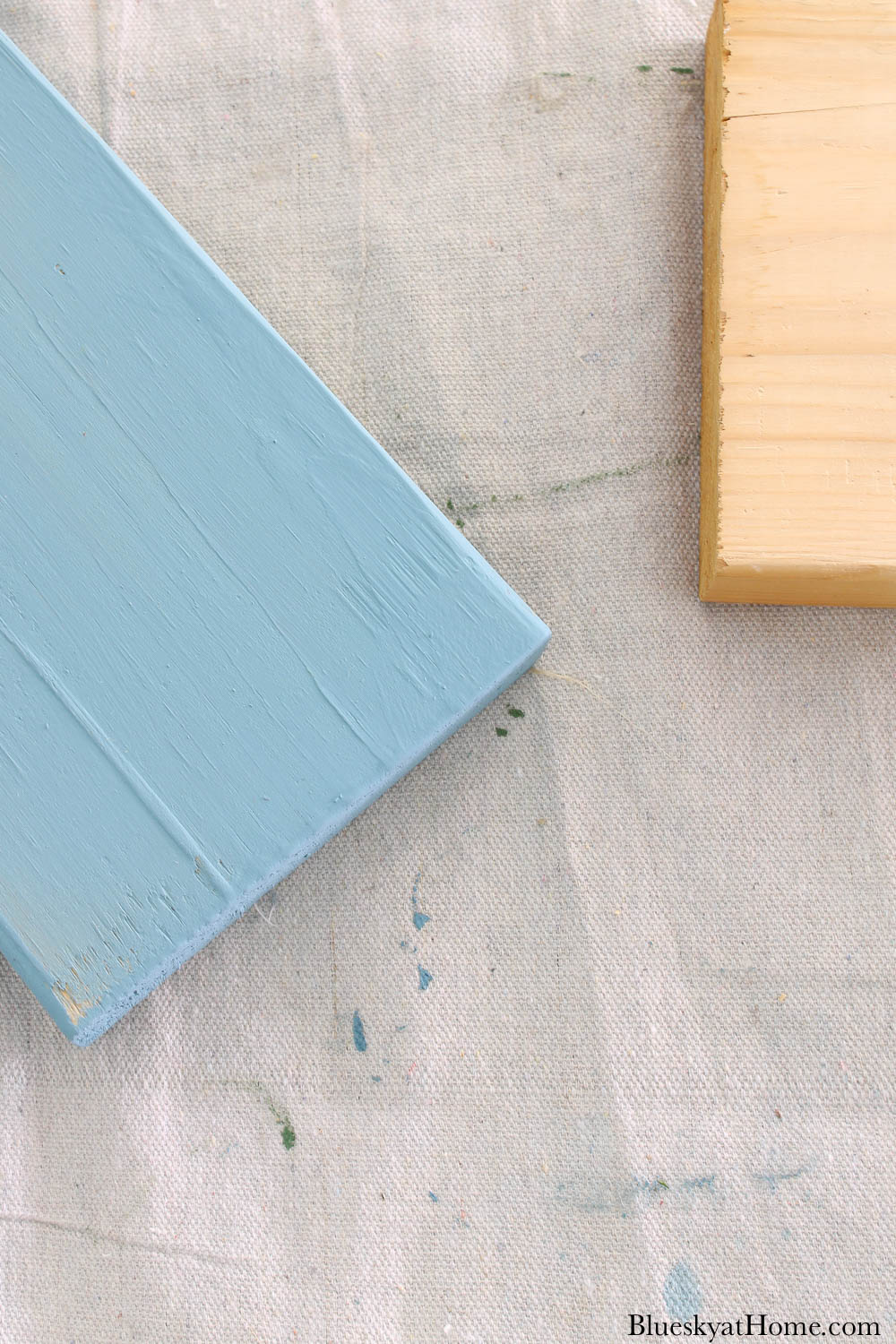 blue painted wood block pumpkin