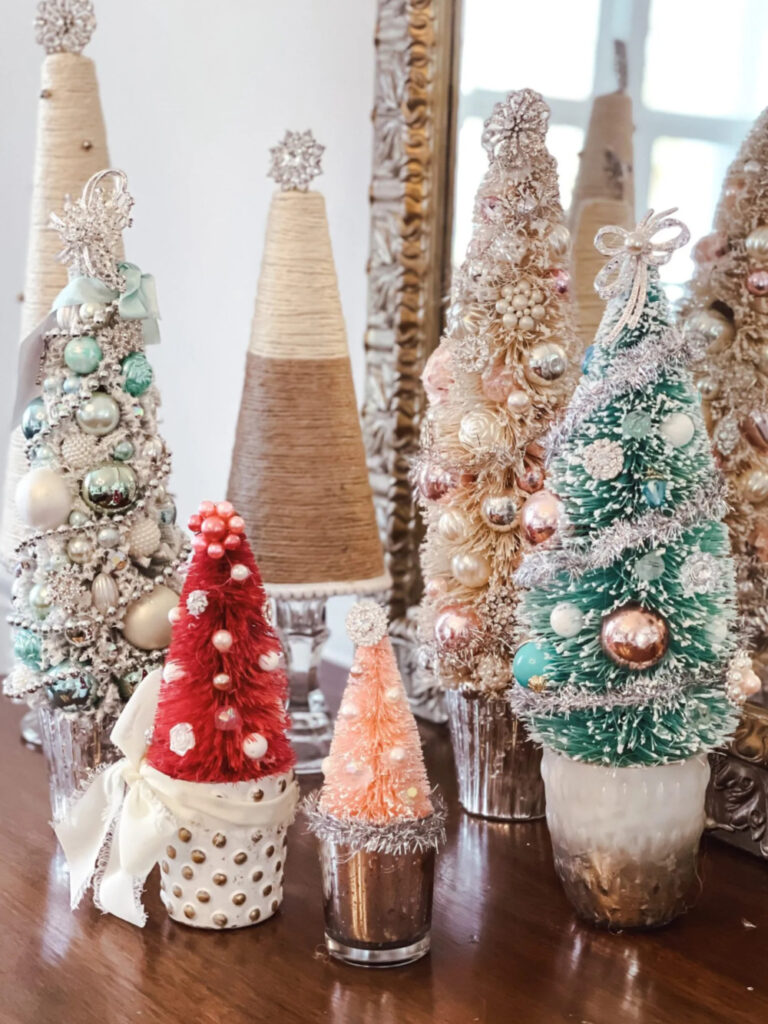 DIY bottle brush decorated Christmas Trees