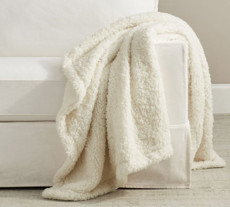 cozy white fleece throw
