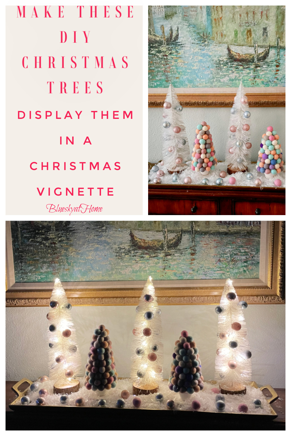 How to Make the Prettiest DIY Yarn Christmas Trees - Bluesky at Home