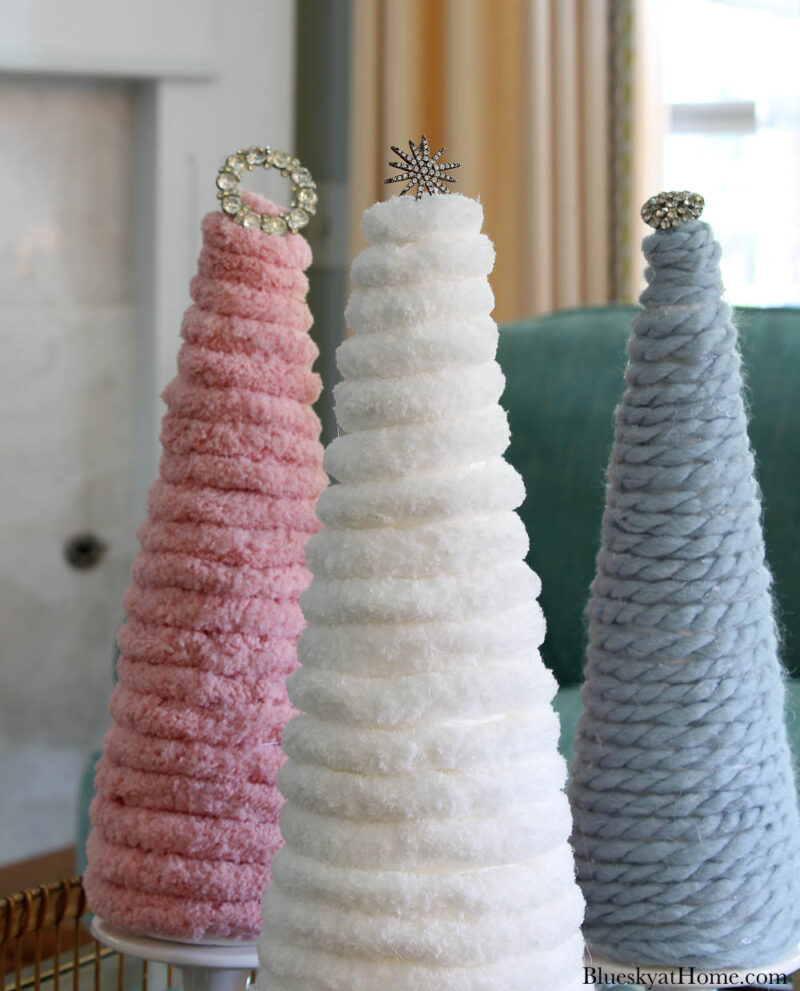 How to Make the Prettiest DIY Yarn Christmas Trees - Bluesky at Home