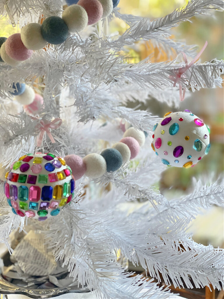jeweled ornaments on tree