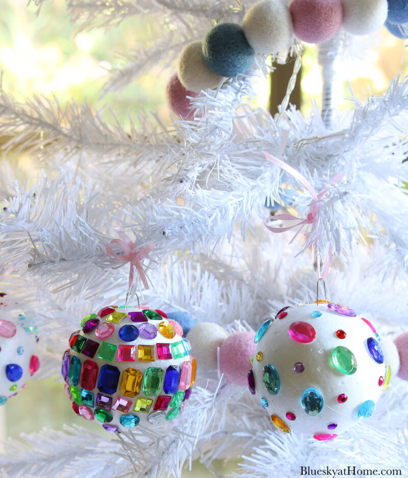 jeweled ornaments on tree