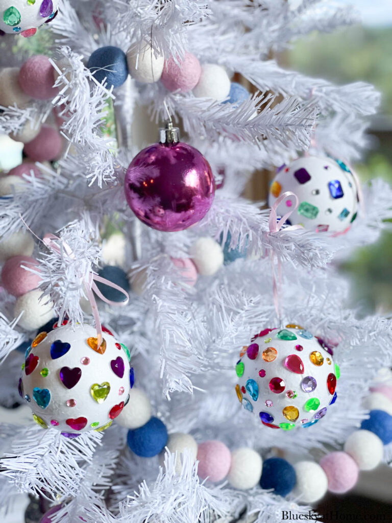 How to Make Pretty Jeweled Christmas Ornaments - Bluesky at Home