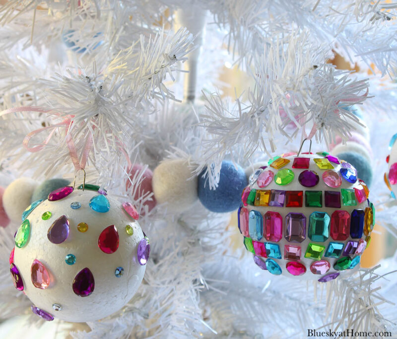 jeweled ornaments on tree