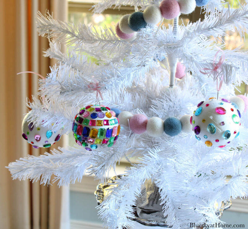 jeweled ornaments on tree