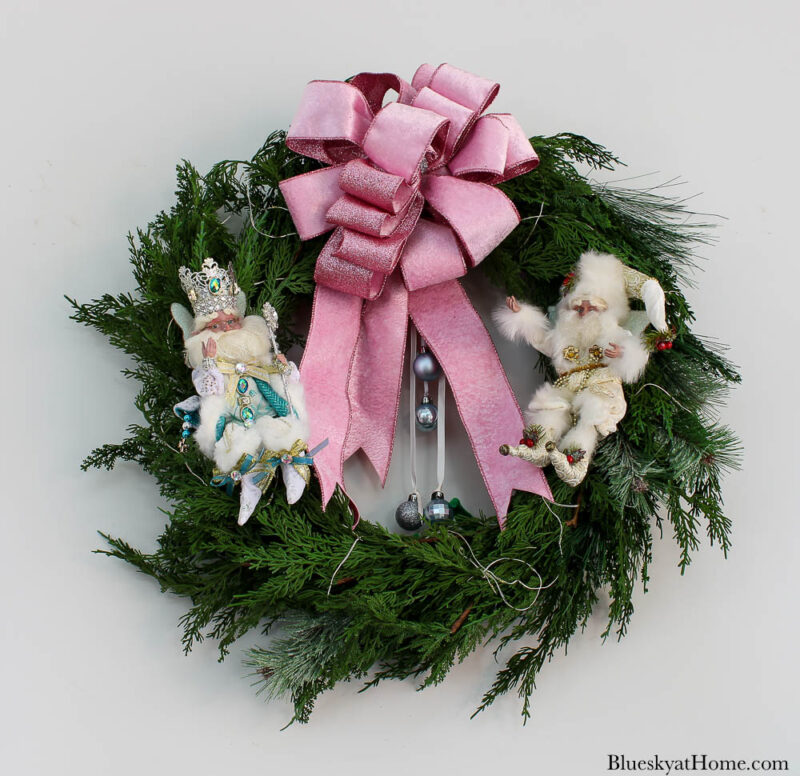 Christmas wreath with pink bow