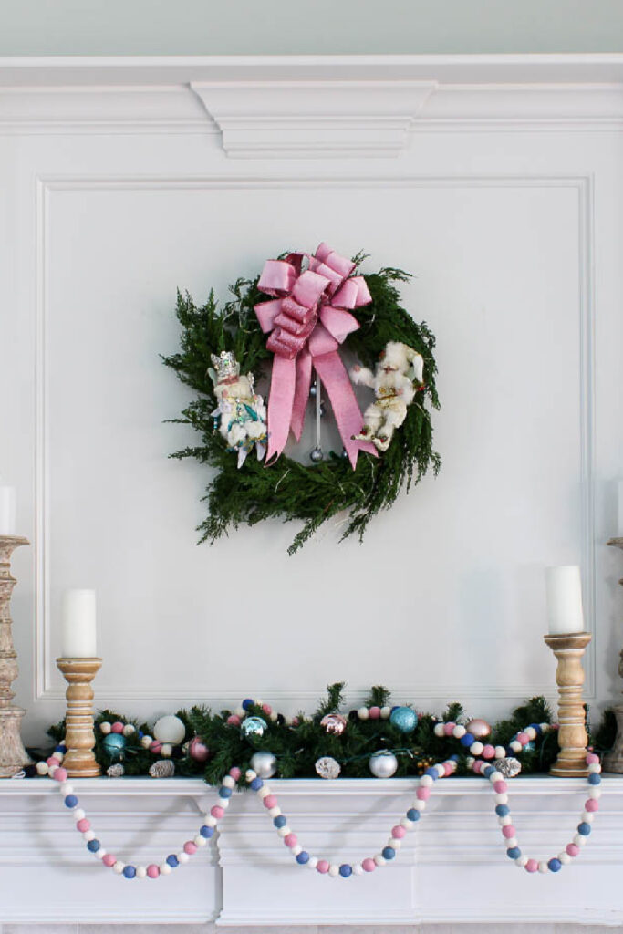 Christmas wreath with pink bow