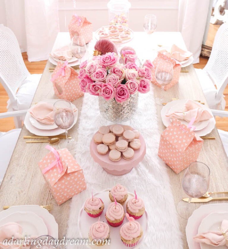 pink Valentine's party table