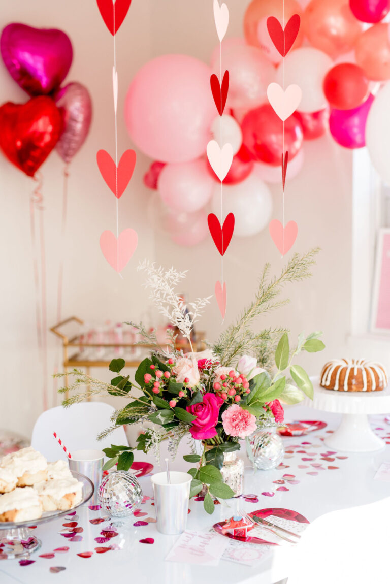pink, white, and red Valentine's Day decorations