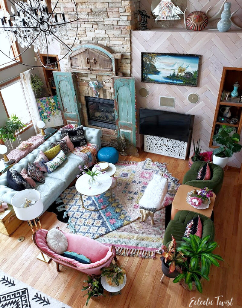 layered rugs in living room