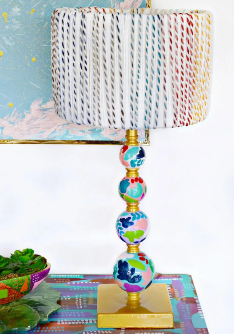 bright color painted lamp makeover