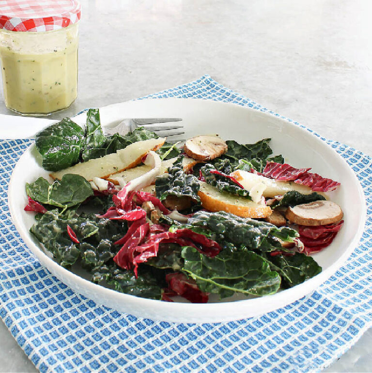 kale salad with pear thyme vinaigrette