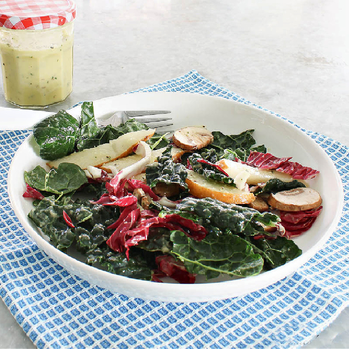 kale salad with pear thyme vinaigrette