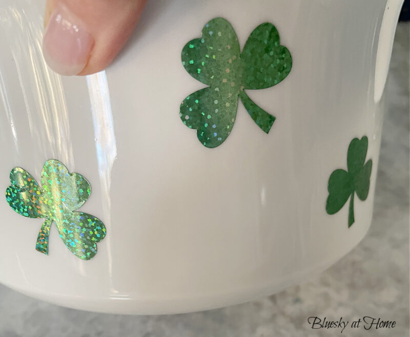 shamrock stickers on planter