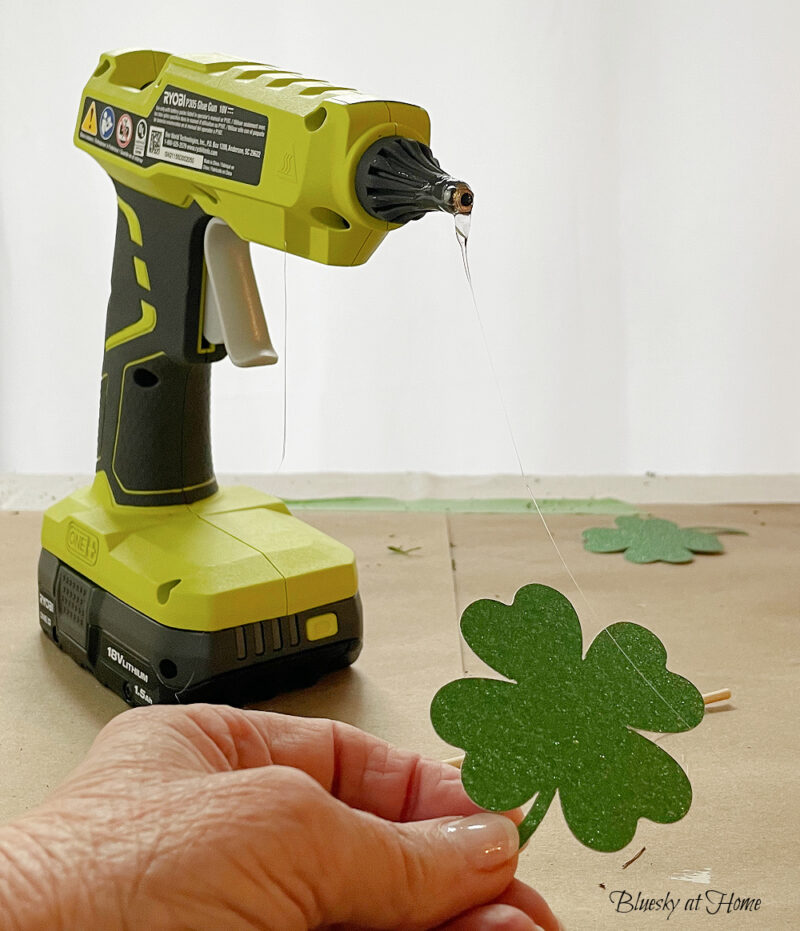 hot glue gun with shamrock