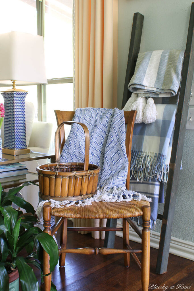 vintage basket on chair