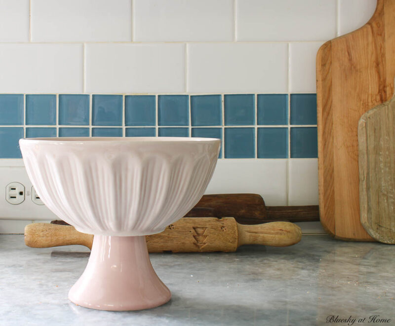 pink pedestal dish