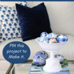 blue and white floral decoupage eggs