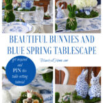 beautiful bunnies and blue spring tablescape