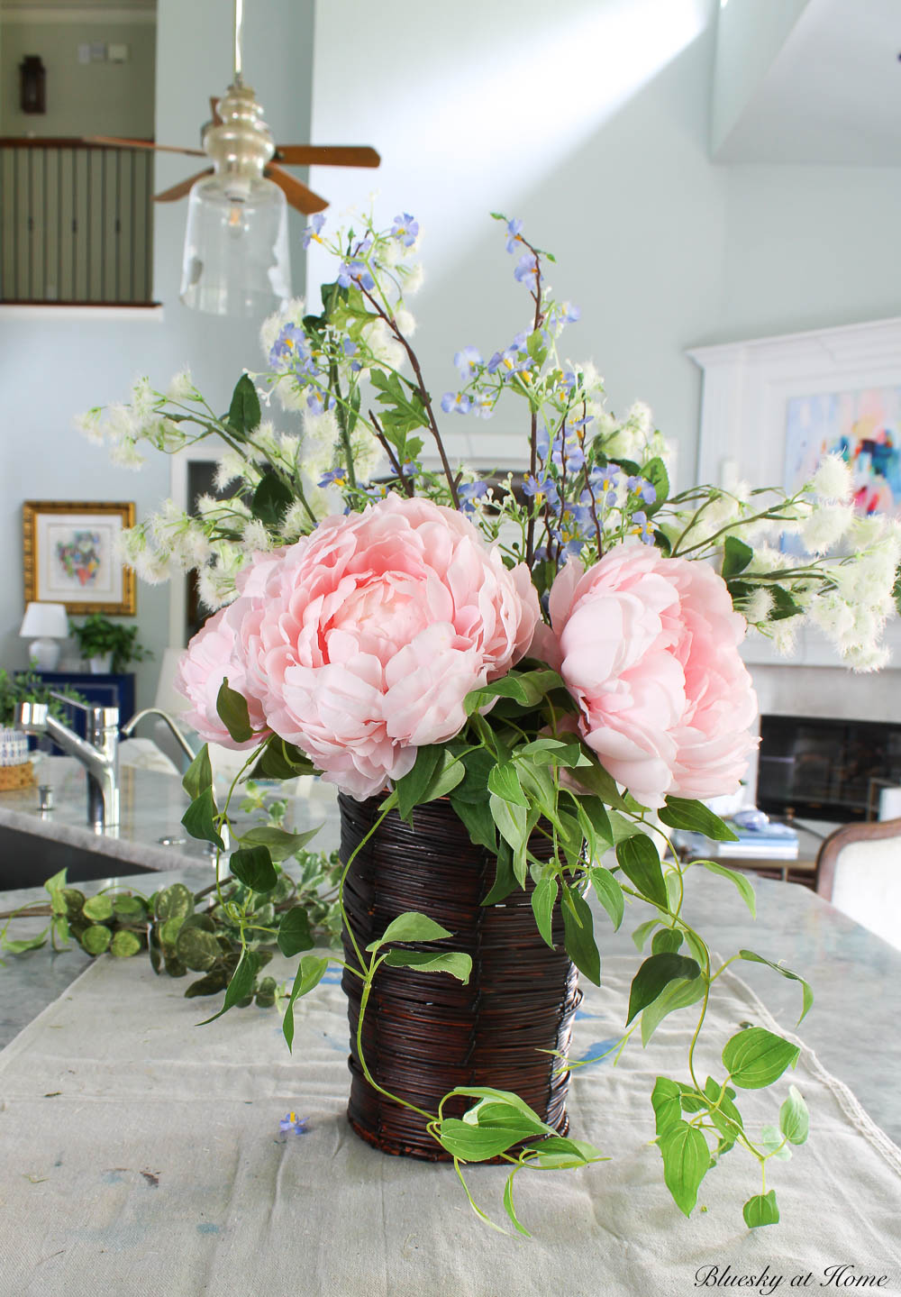 Simple Front Door Flower Basket Idea - Bluesky at Home