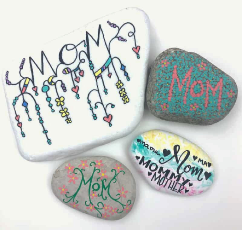 DIY Mother's gift decorated rocks