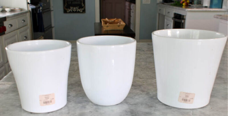 plain white ceramic planters