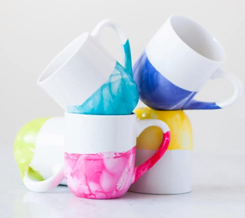 Mother's Day DIY nail polish painted mugs