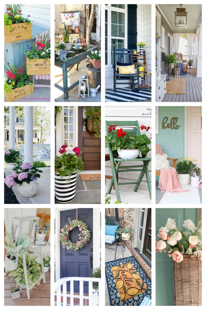 spring front porch decorating ideas collage