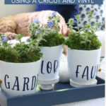 white ceramic planter vinyl Cricut graphic