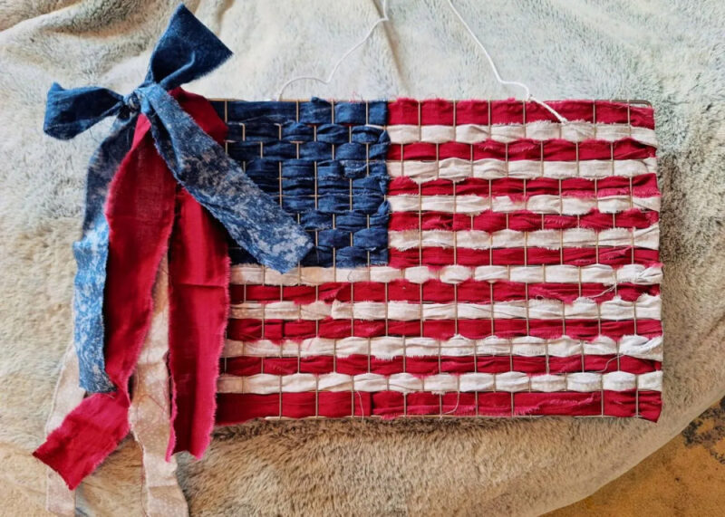 patriotic red, white, and blue DIY flag