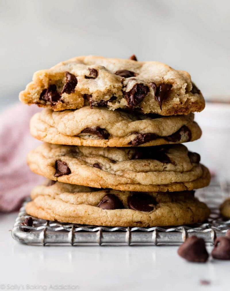 stack of chocolate chip cookies
