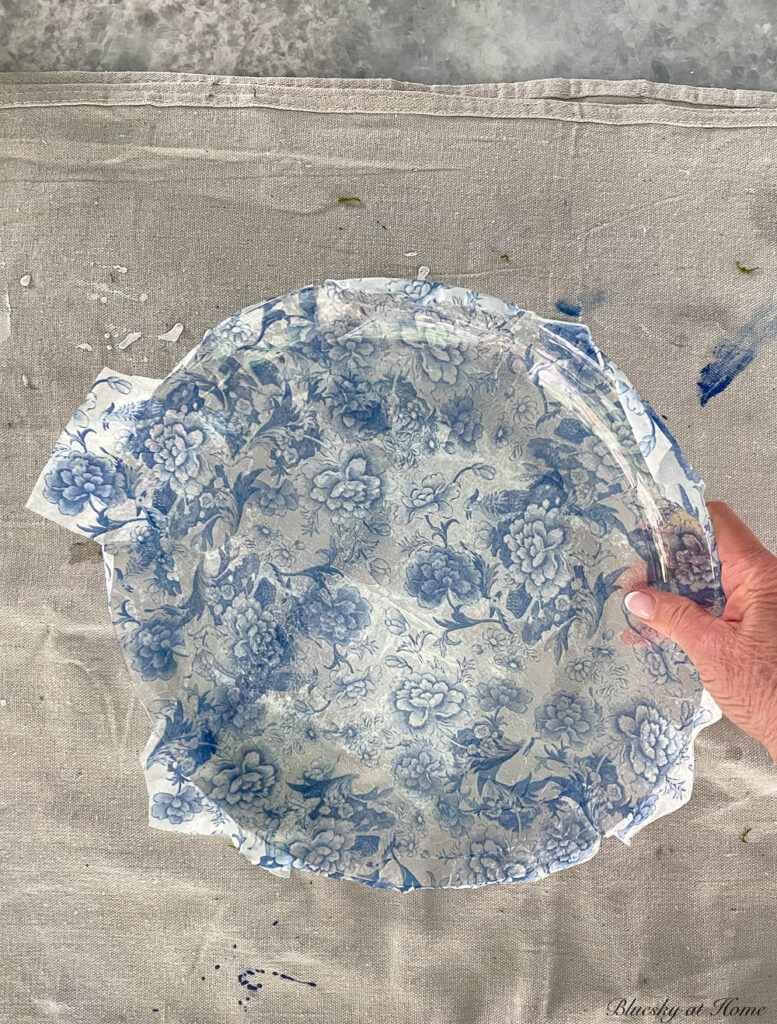 How to Decoupage a Glass Platter - Bluesky at Home