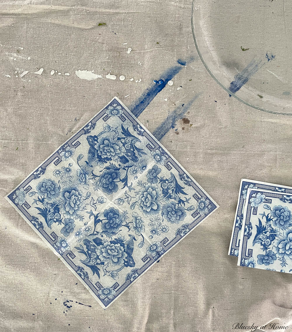 How to Decoupage a Glass Platter - Bluesky at Home