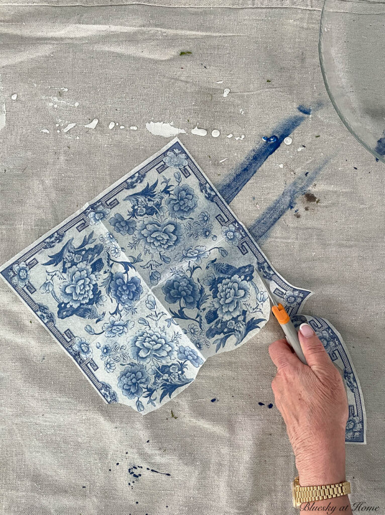 How to Decoupage a Glass Platter - Bluesky at Home