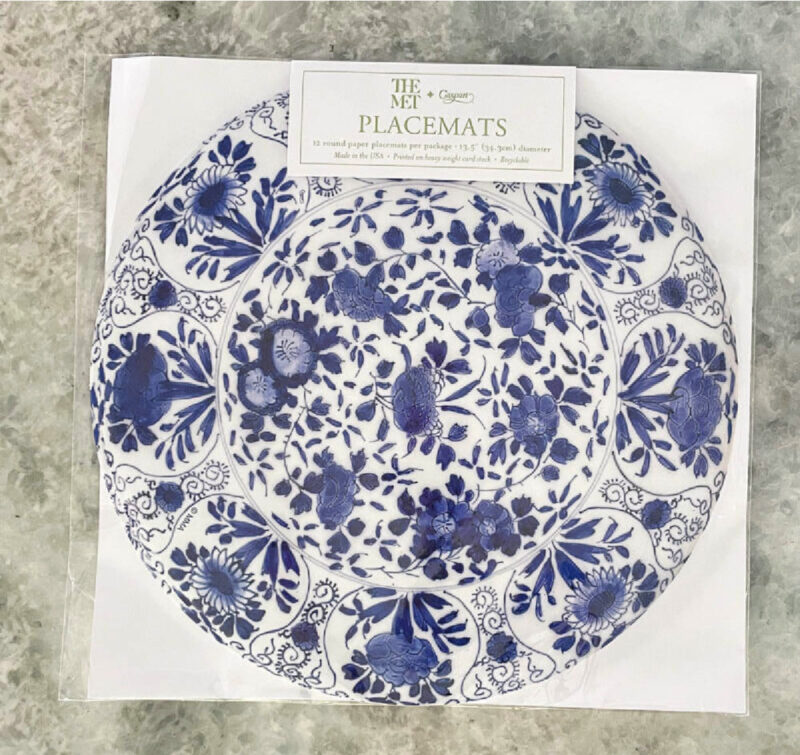 blue chinoiserie paper placemats
