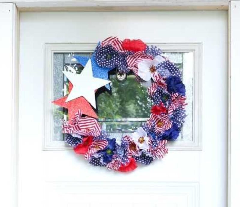 patriotic red, white, and blue DIY wreath