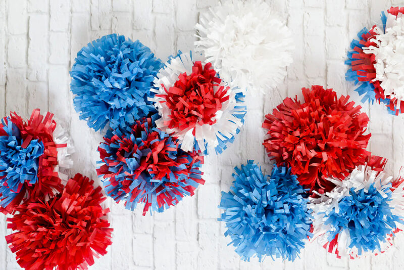 patriotic red, white, and blue paper fireworks
